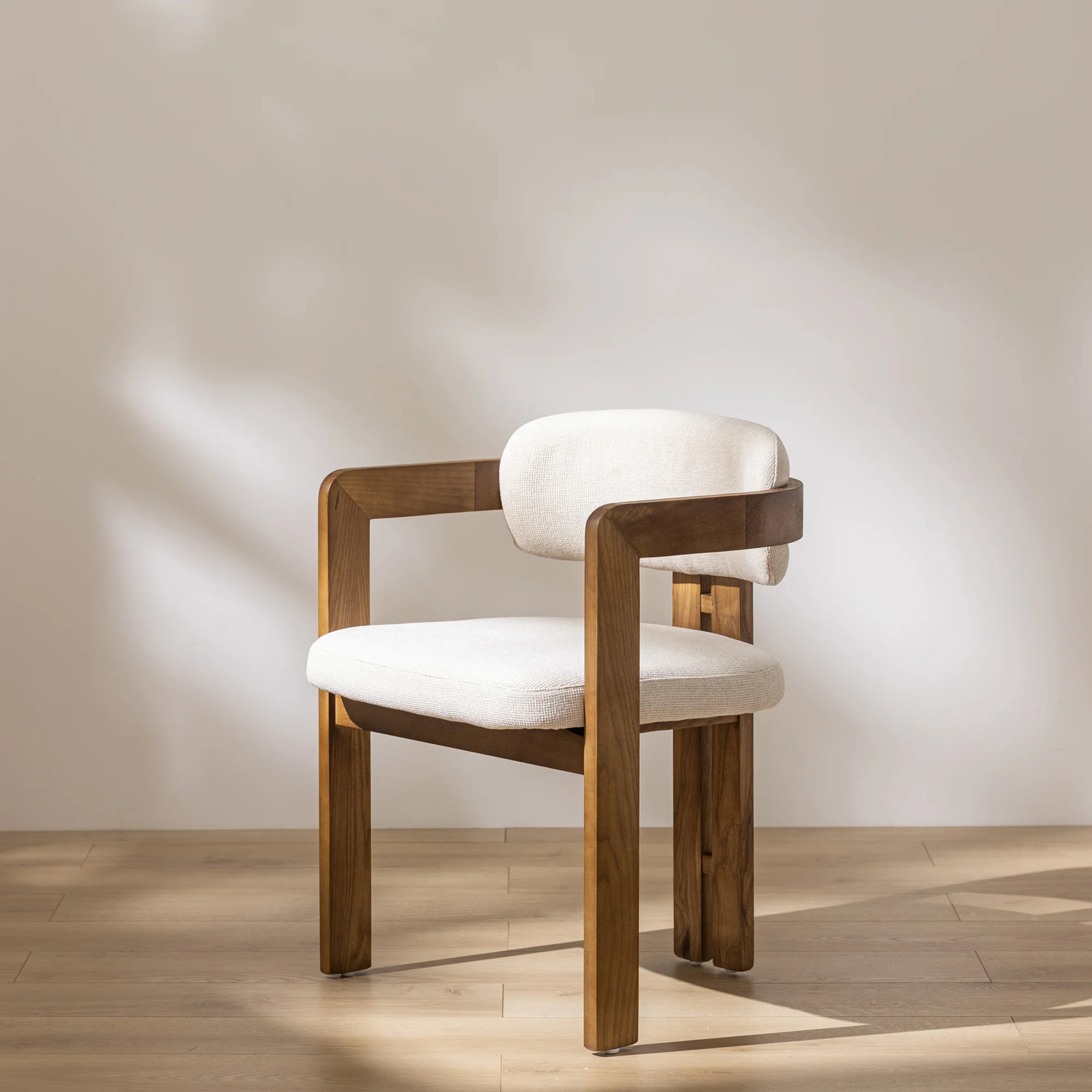 Curved Walnut Dining Chair - Canvas - Image 11