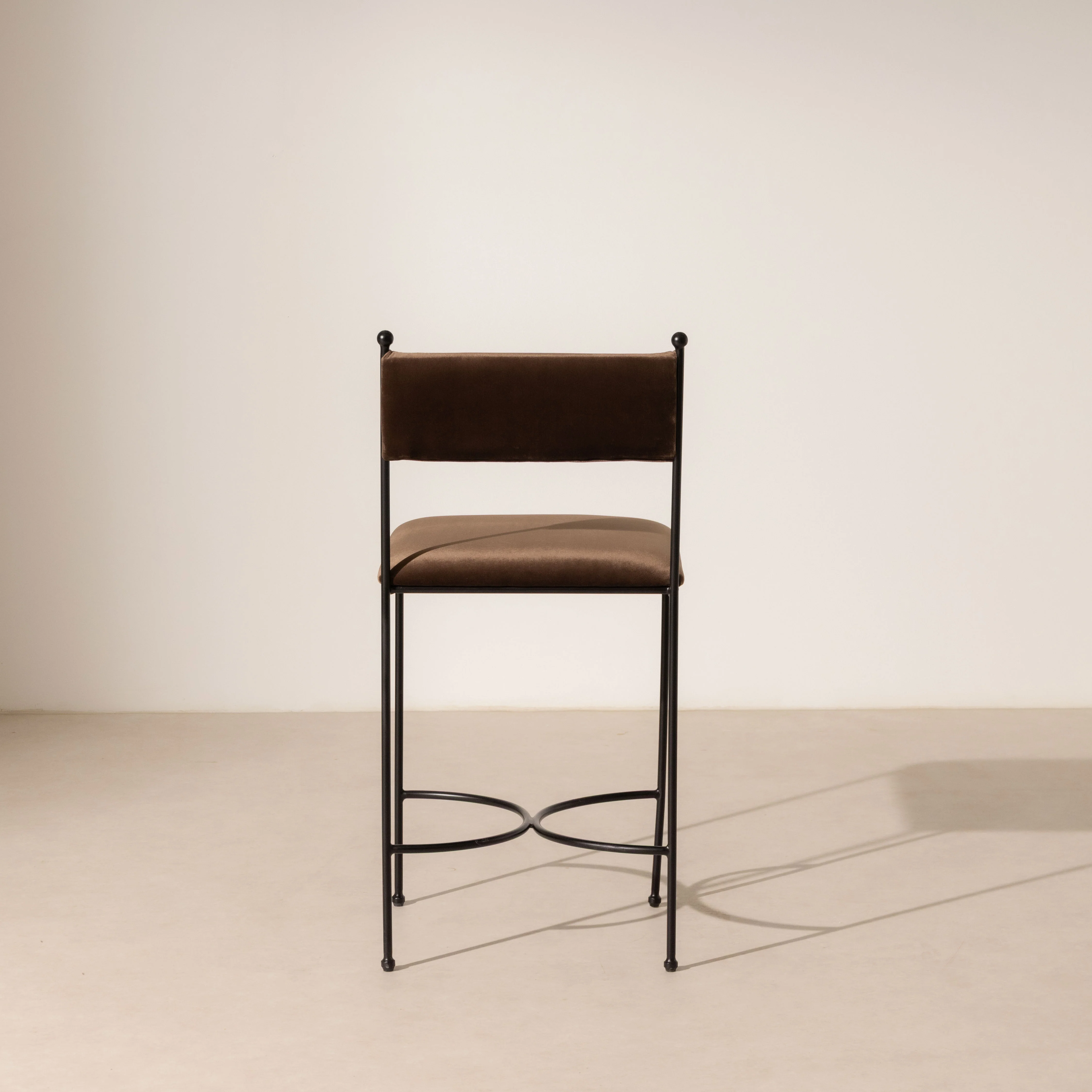 Metal & Velvet Bar Stool - Chocolate - Image 3