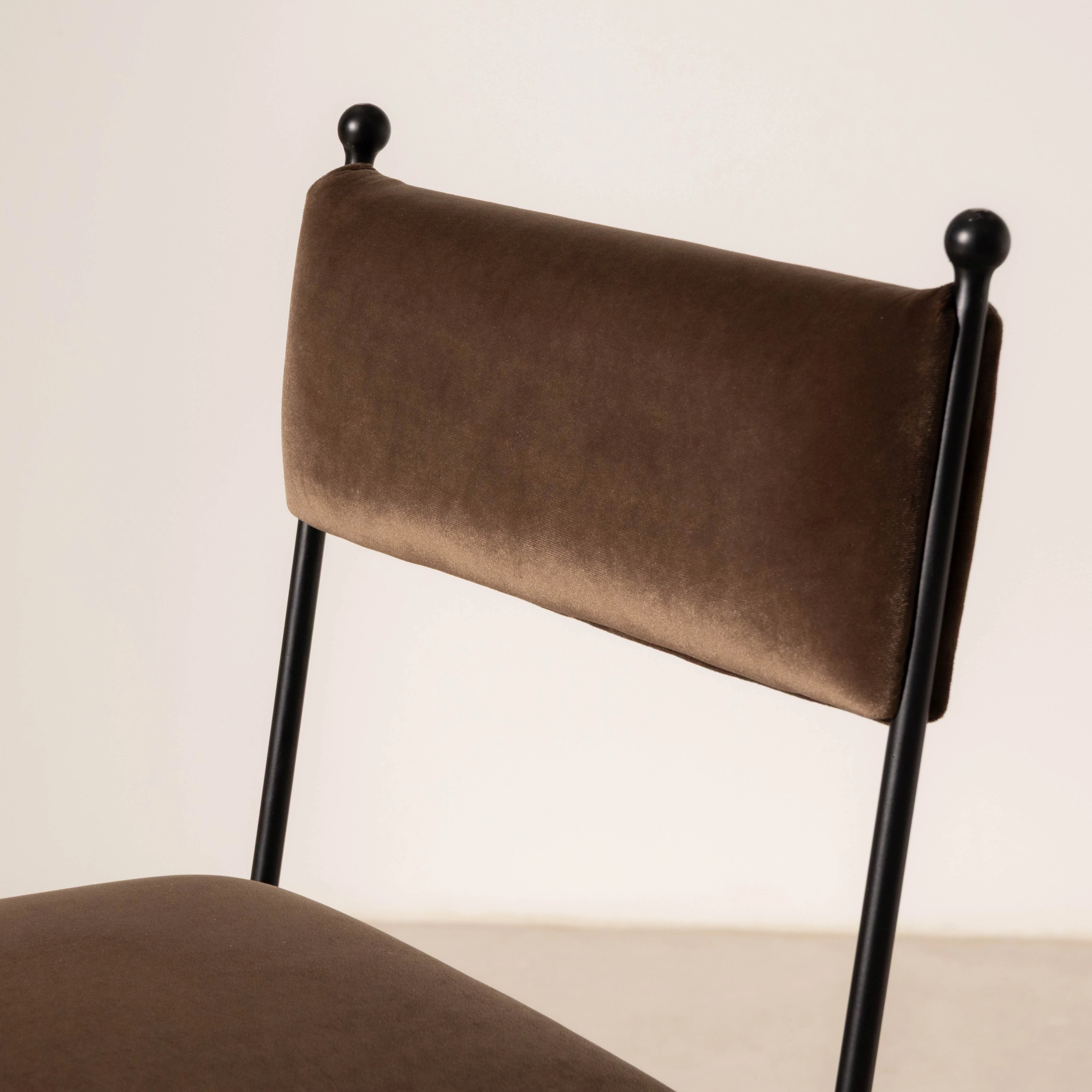 Metal & Velvet Bar Stool - Chocolate - Image 4