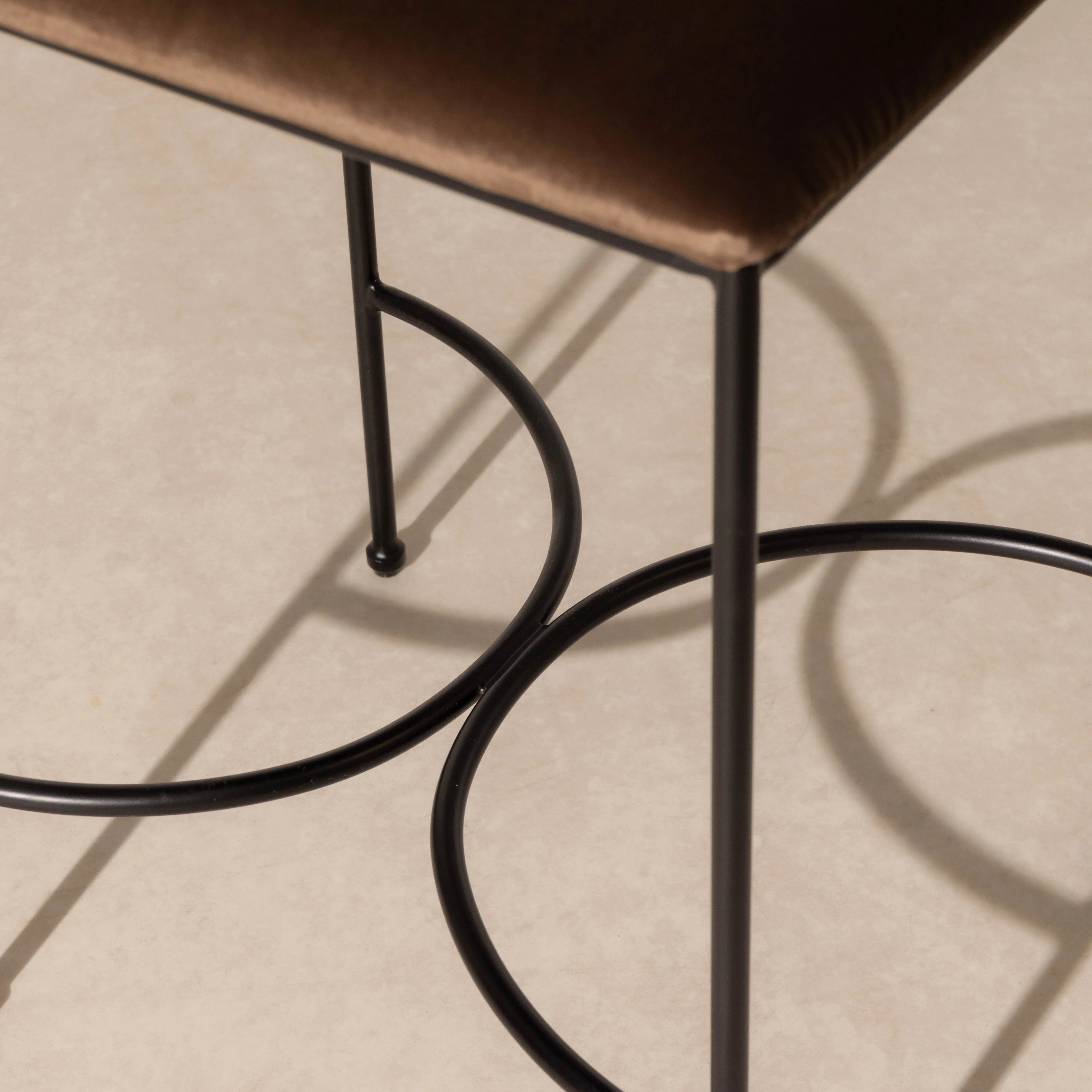 Metal & Velvet Bar Stool - Chocolate - Image 5