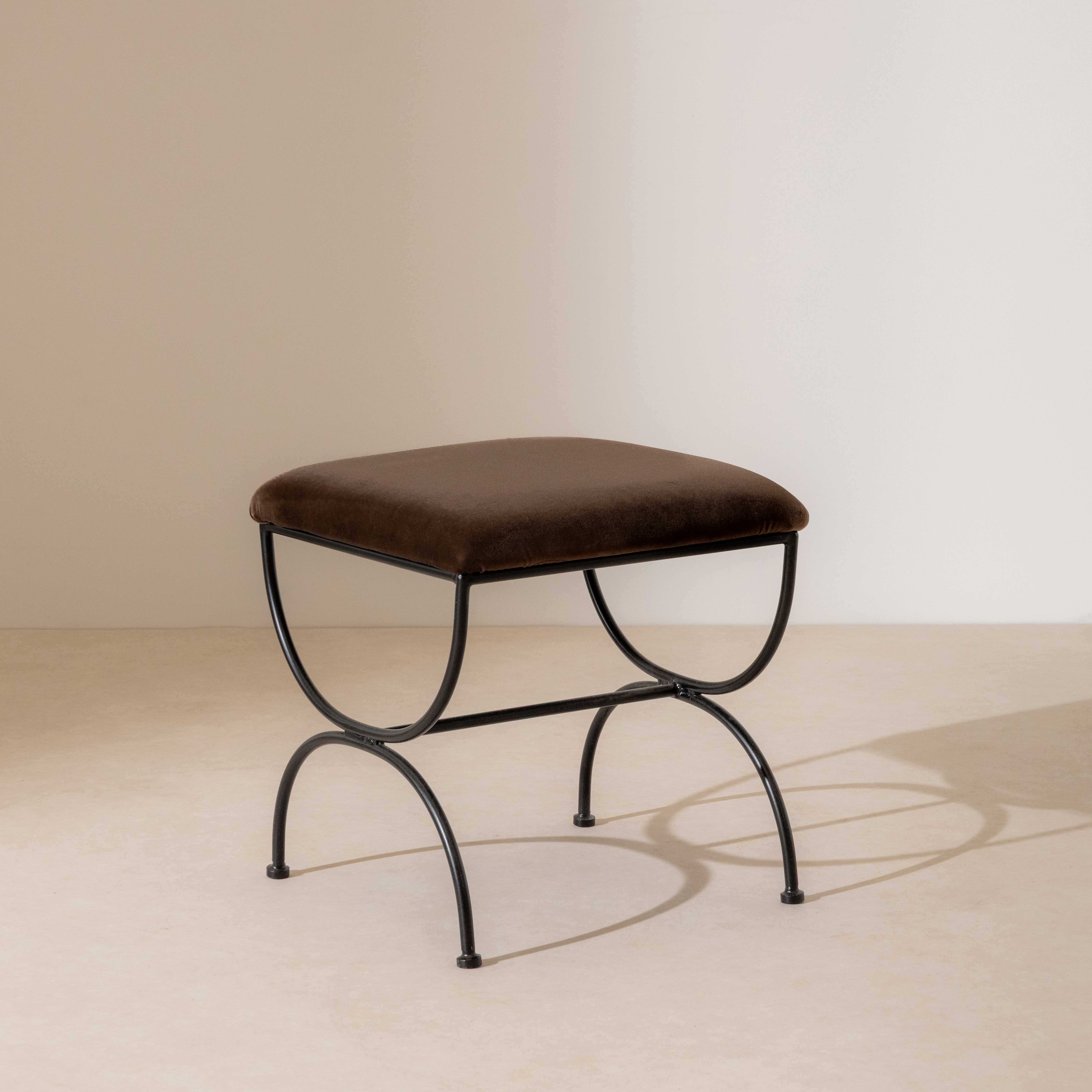 Metal & Velvet Low Stool