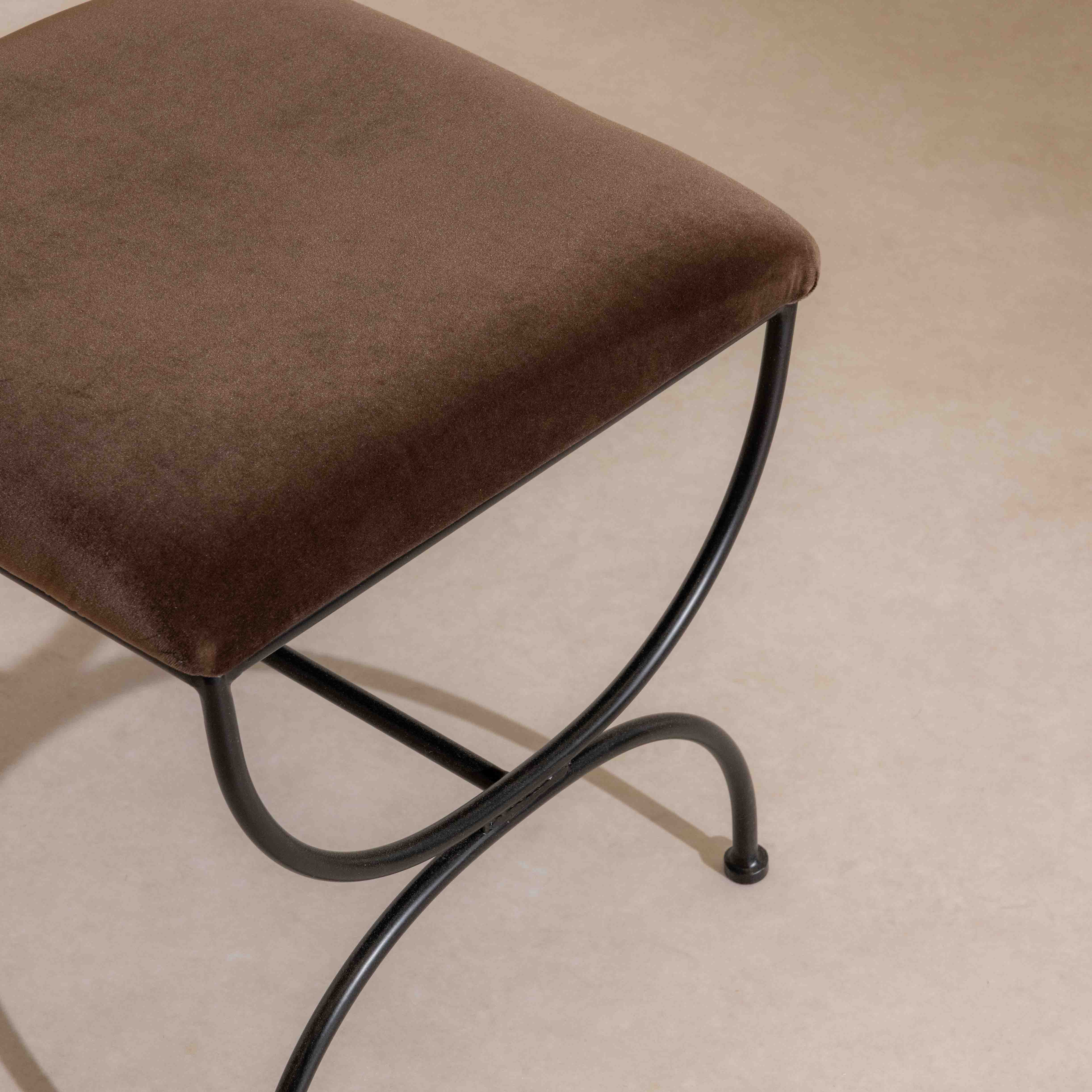 Metal & Velvet Low Stool - Image 2