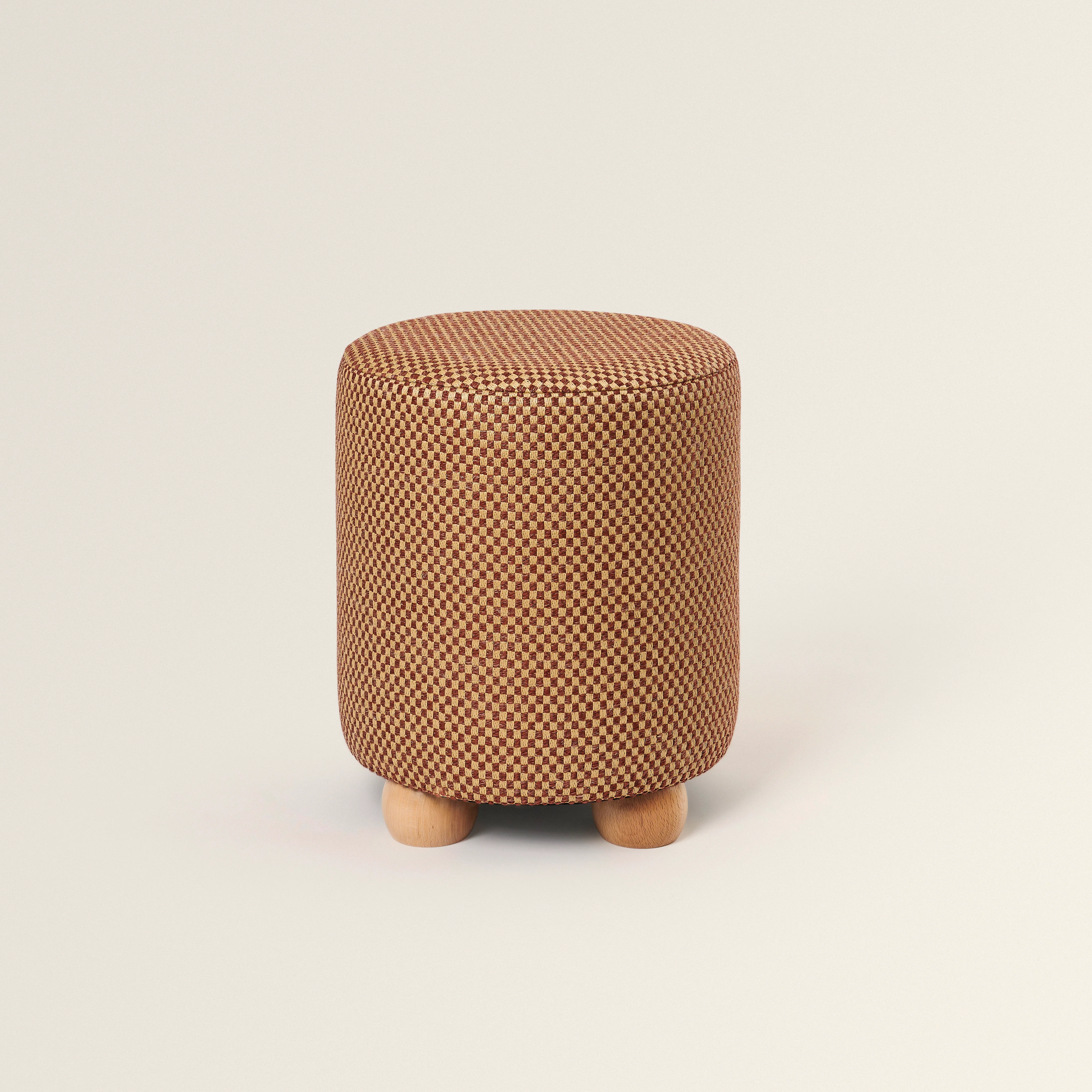 Pouffe with Ball Feet, Checkerboard - Image 3