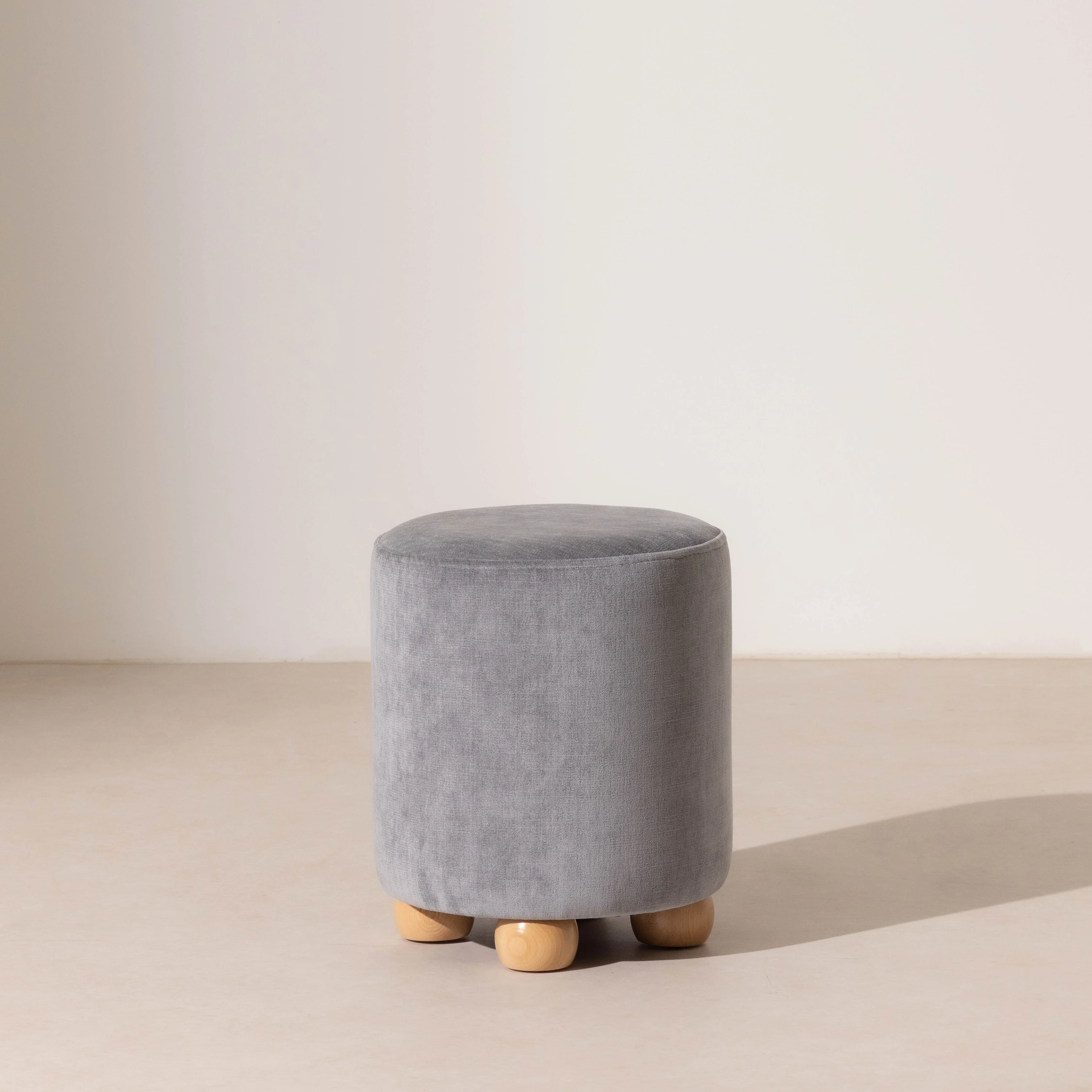 Pouffe with Ball Feet - Cornflour