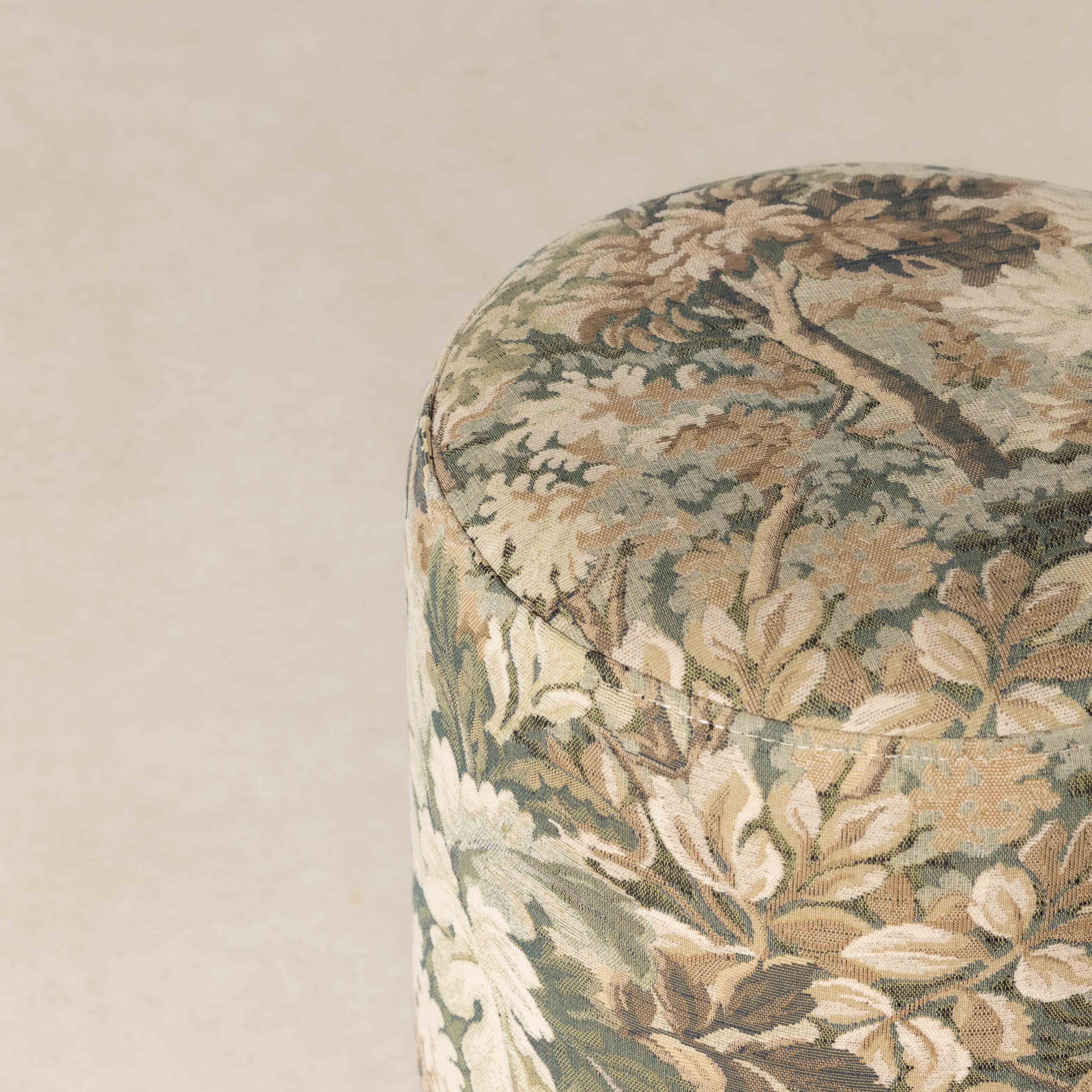 Tapestry Pouffe with Walnut Plinth - Image 3