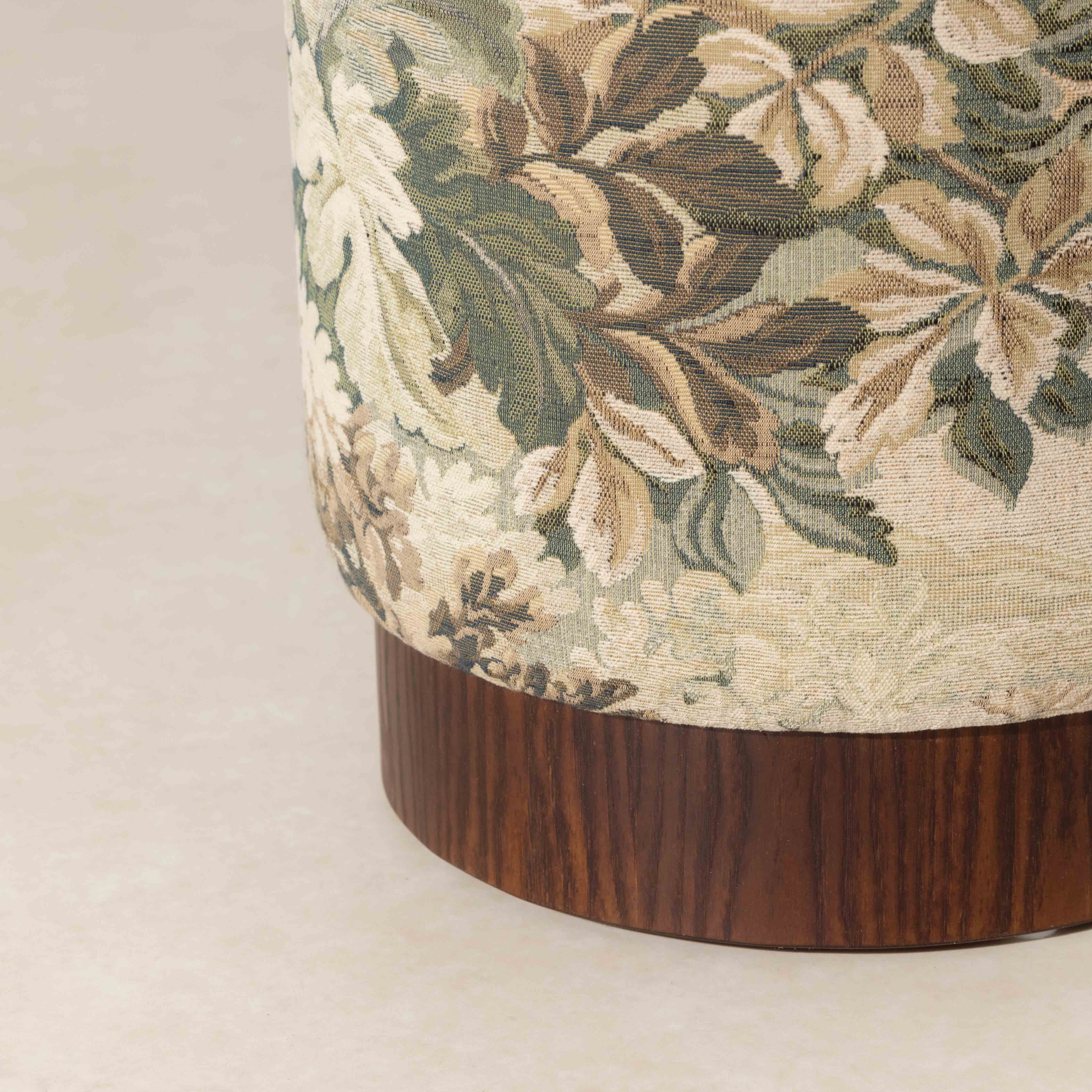 Tapestry Pouffe with Walnut Plinth - Image 4