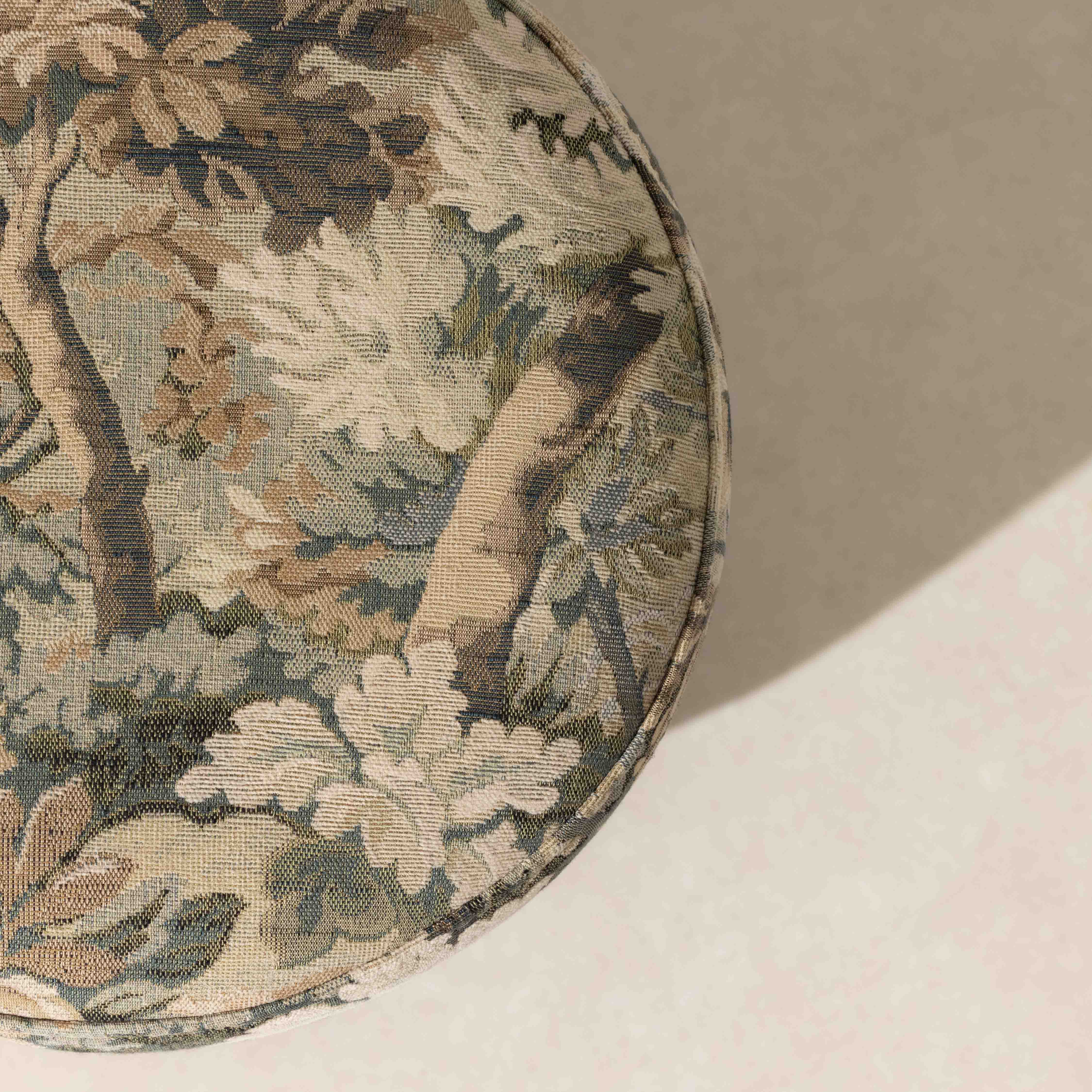 Tapestry Pouffe with Walnut Plinth - Image 5
