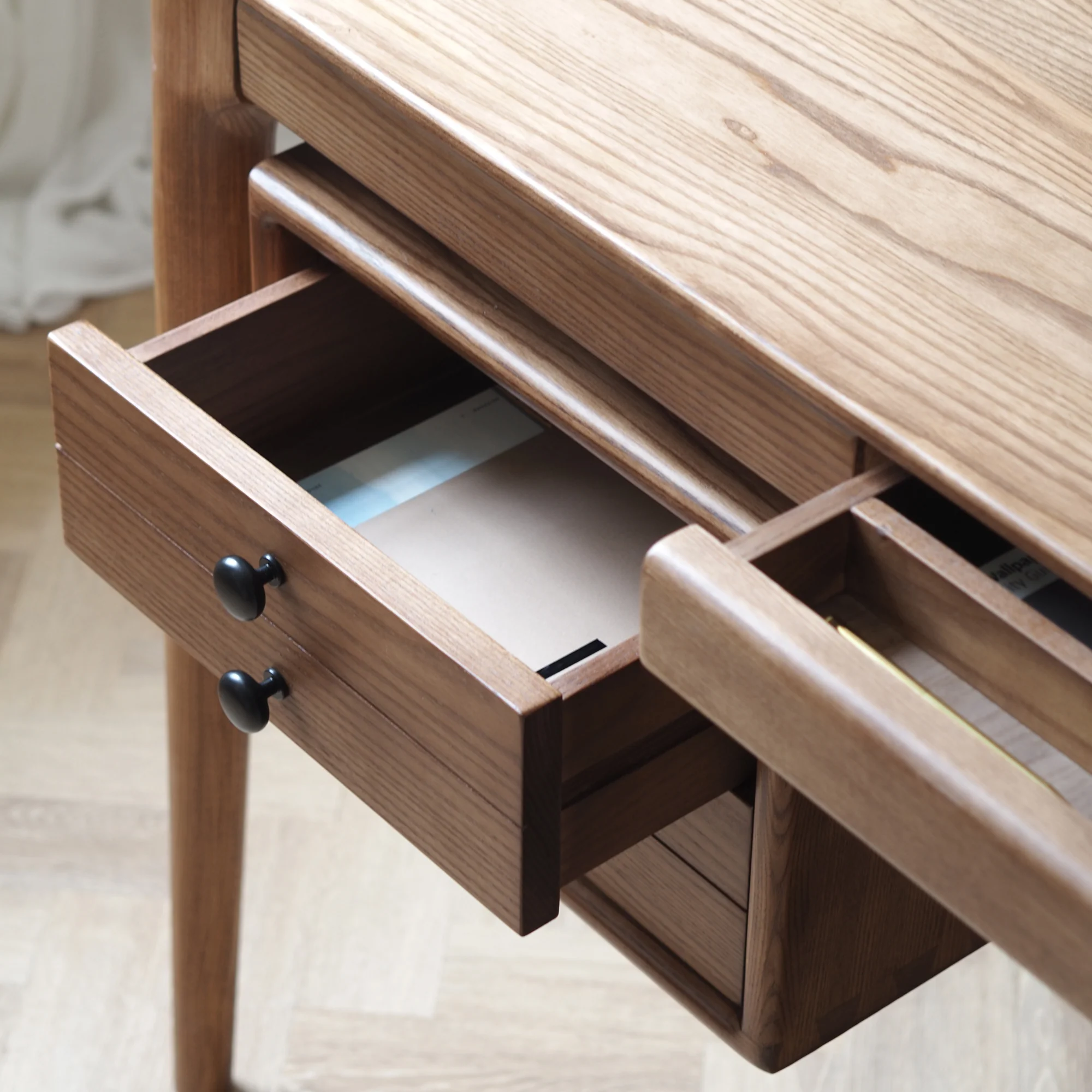 Timber Desk with Drawers - Image 4