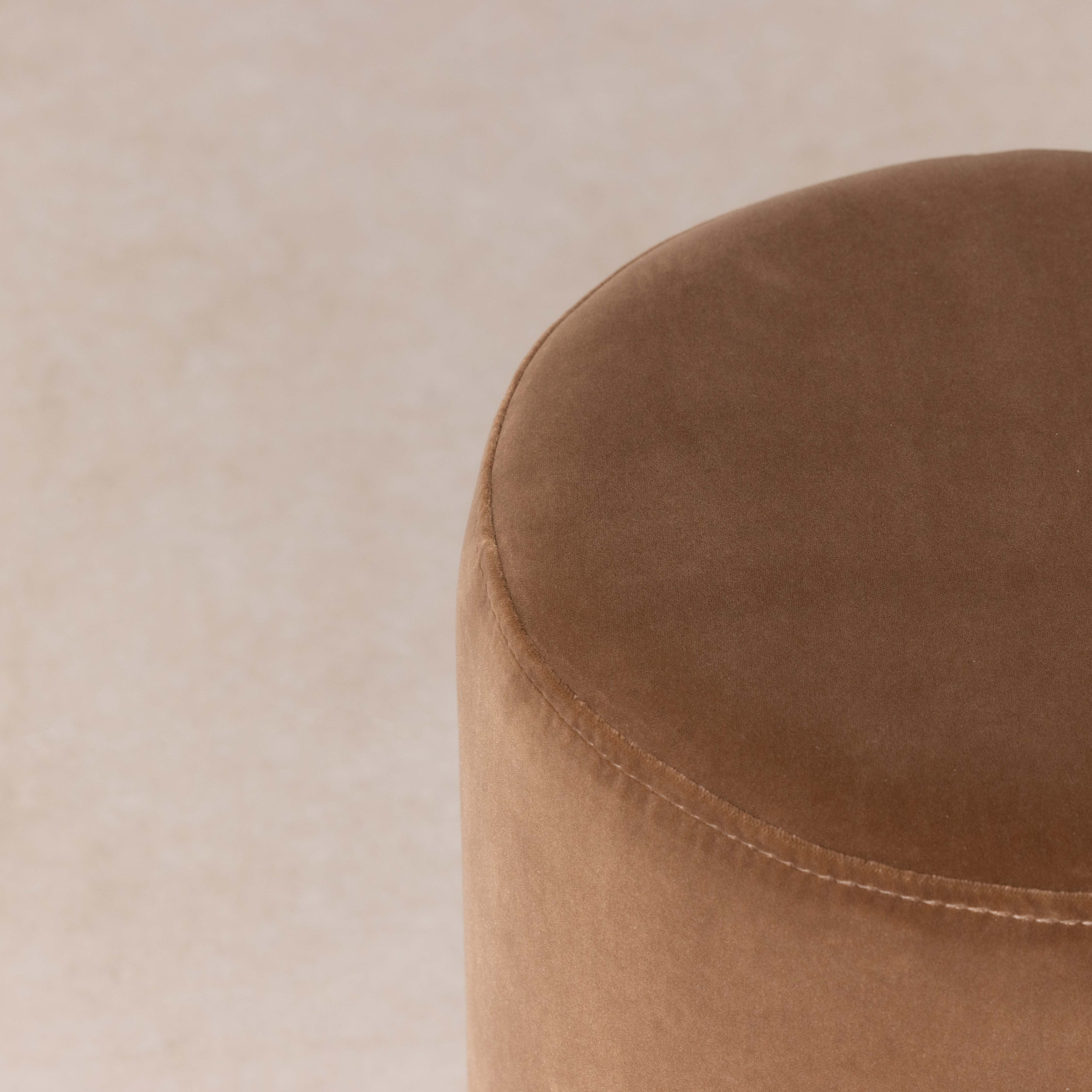 Velvet Pouffe with Fringe - Cocoa - Image 3