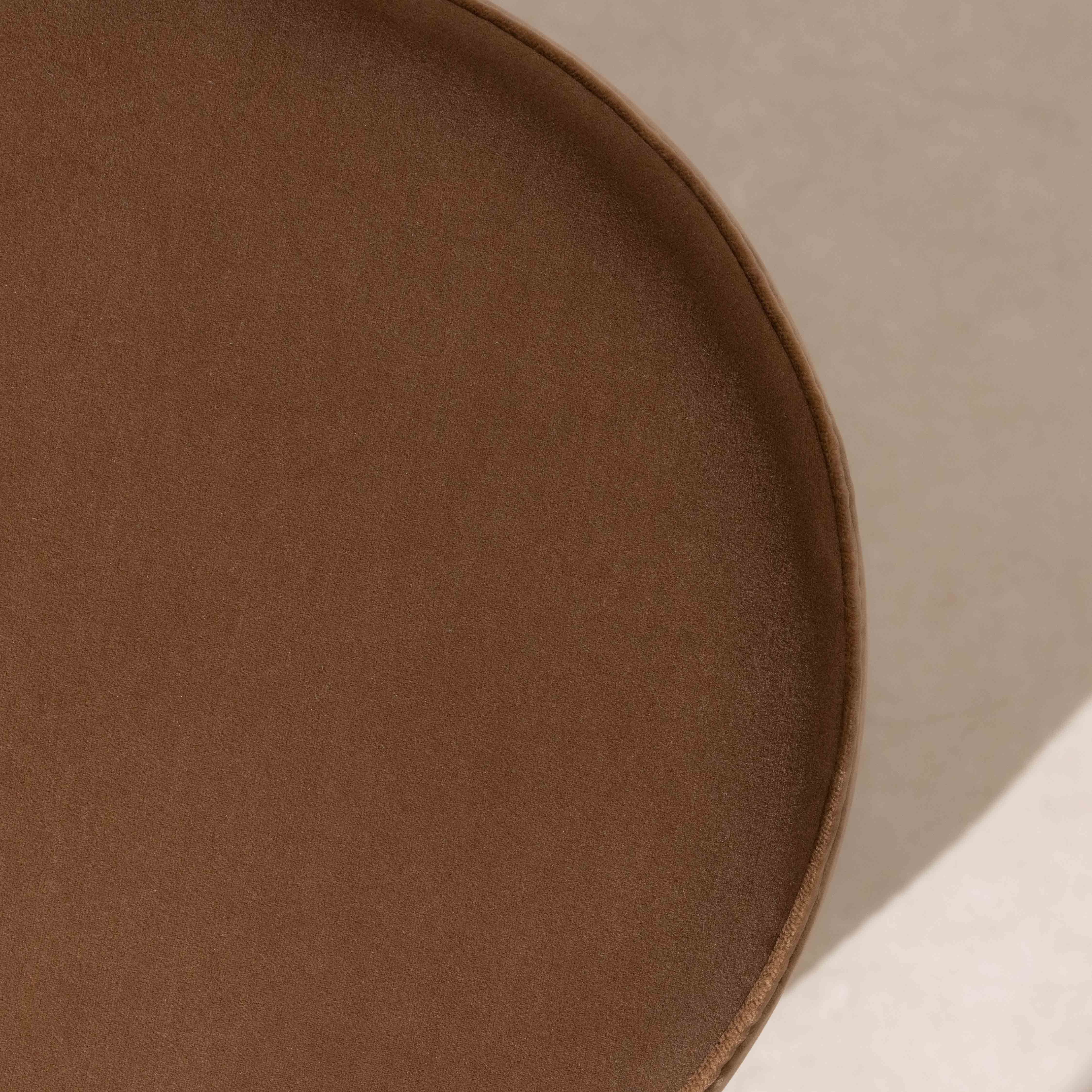 Velvet Pouffe with Fringe - Cocoa - Image 4