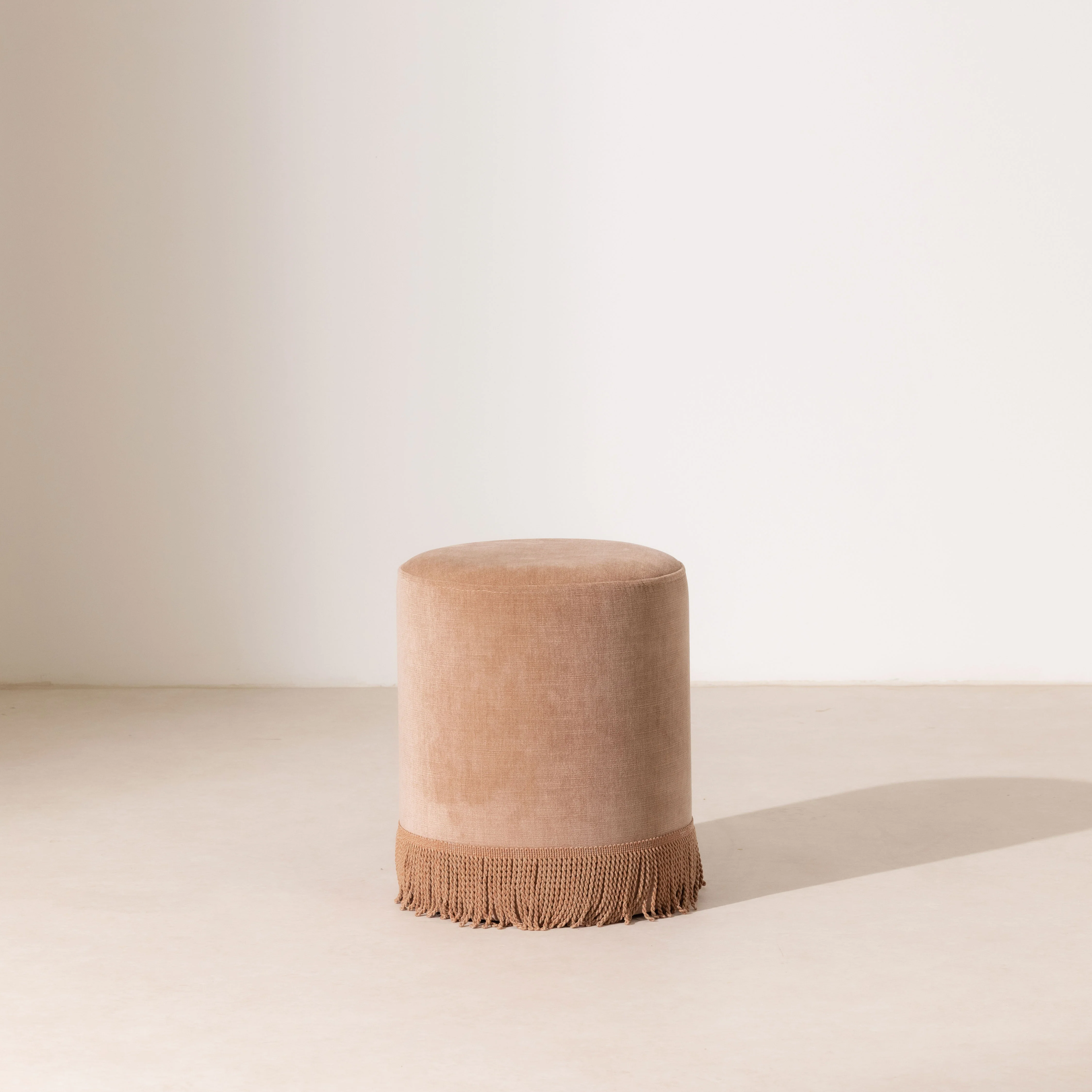 Velvet Pouffe with Fringe - Powder - Image 5